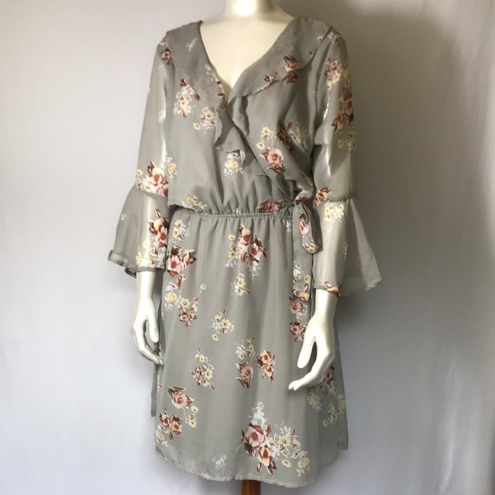 Grey Floral Dress